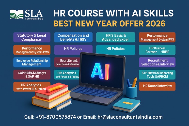 Human Resource Management Course in Delhi by SLA Institute for SAP HCM HR Certification in Gurgaon and Payroll Institute in Noida. [100% Job, Updated Skills in 2026] get Human Resources Job in TCS/HCL/E-commerce.​